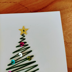 【専用ページ】紙刺繍メッセージカード(ジグザグツリー　スパンコール） 2枚目の画像