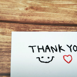 【ミニカード·Thank you】紙刺繍メッセージカードミニ　ハートスマイル　5枚セット 2枚目の画像