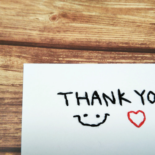 ミニカード·Thank you】紙刺繍メッセージカードミニ ハート ミニカード·Thank you】紙刺繍メッセージカードミニ ハート