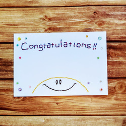 【お祝い】紙刺繍メッセージカード(スマイルイエロー) 1枚目の画像