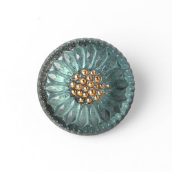チェコ・お花のガラスボタン 1.8cm ヨモギ色 1枚目の画像