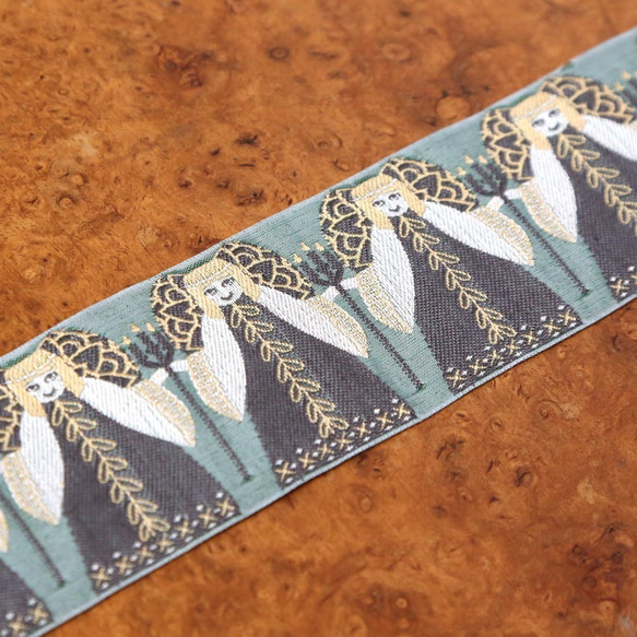 ドイツ製 カフカ・リボン ジャガード織り 幅5cm 82cm 天使 1枚目の画像