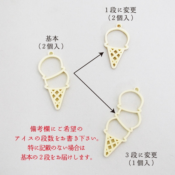 【レジン】アクリル空枠 アイスクリーム 《2個入り》 2枚目の画像