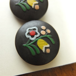 ヴィンテージ　木製ボタン　5ヶセット☆　花柄 3枚目の画像