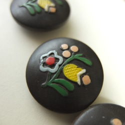 ヴィンテージ　木製ボタン　5ヶセット☆　花柄 6枚目の画像