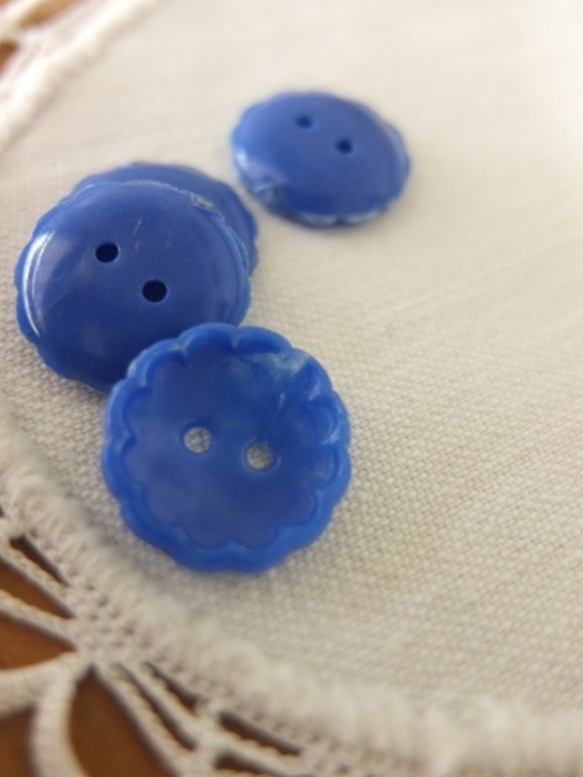 ヴィンテージ　ボタンセット　ブルー　プラスチック　 2枚目の画像