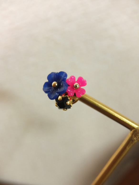 ヴィンテージ　小さなお花　ブルー 2枚目の画像