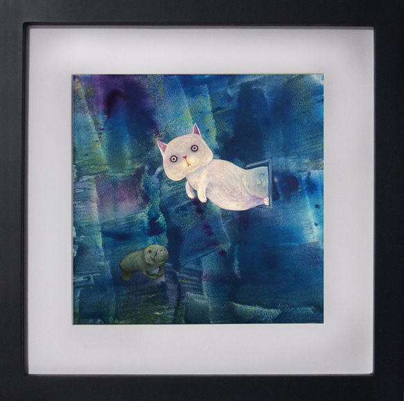 コピー絵画 - 他の猫の空間に浮いて、泳ぎに行くん 1枚目の画像