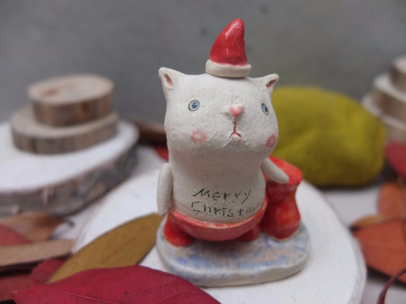 【陶 】聖誕Christmas裸上身聖誕貓 -小藍眼白胖胖 第4張的照片