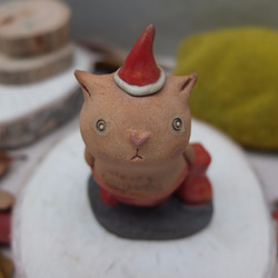 【陶pottery 】聖誕Christmas裸上身聖誕貓 - 蛋黃眼圈棕胖胖貓 第4張的照片