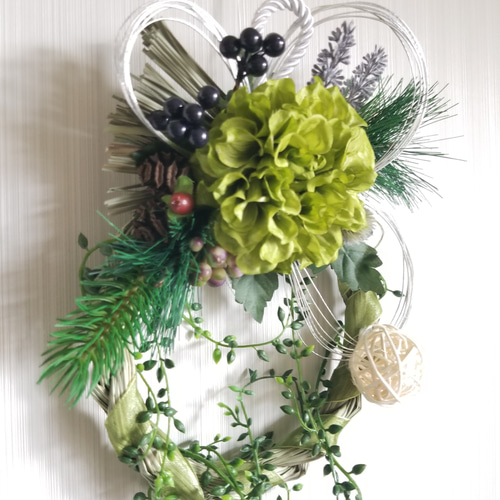 お正月飾り しめ縄飾り グリーンダリアしめ縄リース しめ縄・しめ飾り