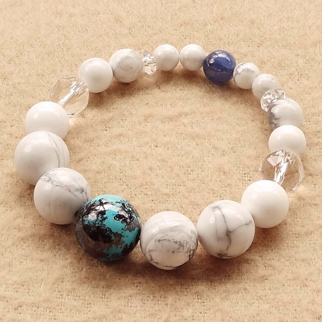 絶妙な表情の大粒クリソコラを使用♪｜クリソコラ･カイヤナイト･ハウライト･ホワイトオニキス･水晶