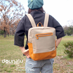 BOX型リュック・レザー×帆布の異素材MIX【送料無料】 13枚目の画像