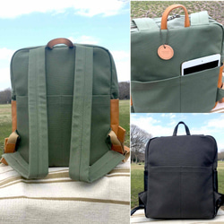 BOX型リュック・レザー×帆布の異素材MIX【送料無料】 11枚目の画像