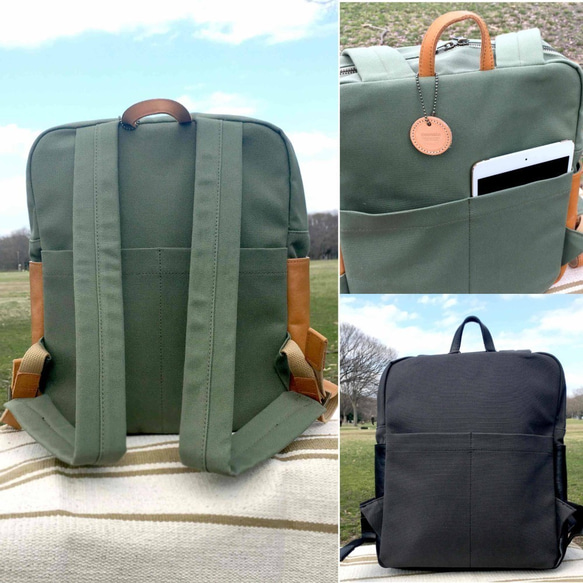 BOX型リュック・レザー×帆布の異素材MIX【送料無料】 11枚目の画像