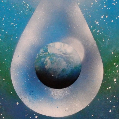 Planet of Water / 水の星」 スプレーアート 絵画 hoshinaka