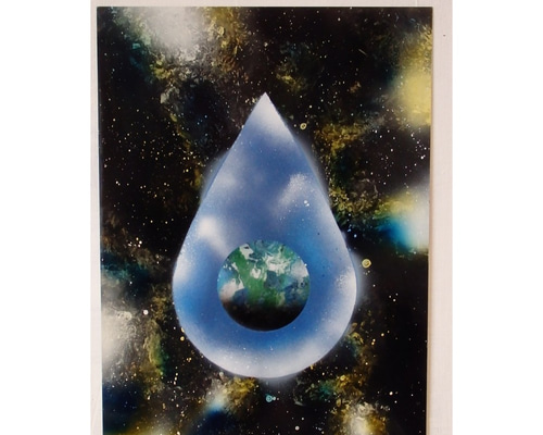 スプレーアート作品『Stardust Raindrop』A3サイズ原画 - 絵画