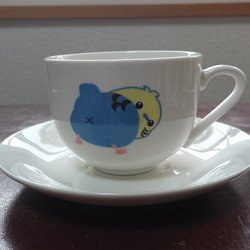セキセイインコのコーヒーカップ&ソーサーセット 1枚目の画像