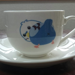 セキセイインコのコーヒーカップ&ソーサーセット 1枚目の画像