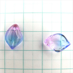 [20 件] 葉玻璃珠頂孔 g 粉色淺藍色 ★ 14 x 10 毫米 ★ 漸變 (garasb-h13) 第2張的照片