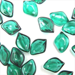 [20 件] 葉玻璃珠頂孔 ★ 綠色 ★ 14 x 10 毫米 ★ 珠瓣葉 (garasb-h13) 第3張的照片