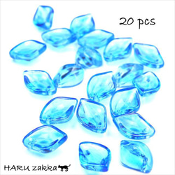 [20 件] 葉玻璃珠頂孔 ★ 淡藍色 ★ 14 x 10 毫米 ★ 珠瓣葉 (garasb-h13) 第1張的照片