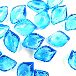 [20 件] 葉玻璃珠頂孔 ★ 淡藍色 ★ 14 x 10 毫米 ★ 珠瓣葉 (garasb-h13) 第3張的照片