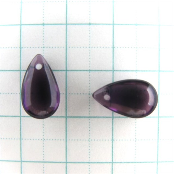 【20顆】雫玻璃珠頂孔★紫色★14×8mm★珠墜（garasb-d14） 第2張的照片