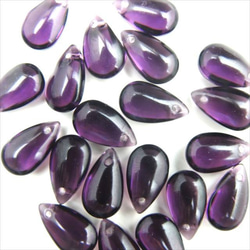 【20顆】雫玻璃珠頂孔★紫色★14×8mm★珠墜（garasb-d14） 第3張的照片