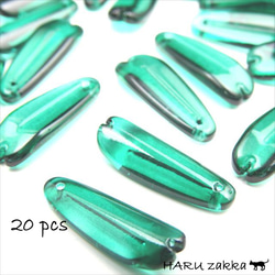 【20顆】花瓣玻璃珠頂孔★綠色★25×9mm★珠子非洲菊(garasb-l25) 第1張的照片