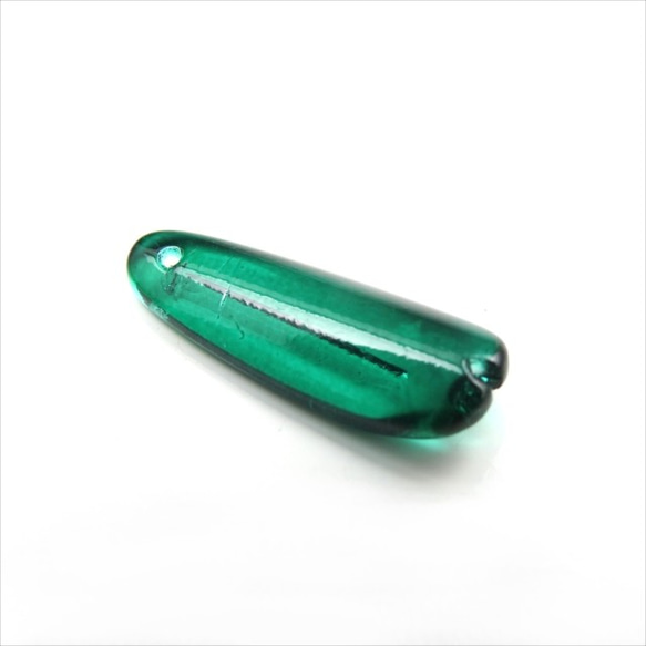 【20顆】花瓣玻璃珠頂孔★綠色★25×9mm★珠子非洲菊(garasb-l25) 第4張的照片