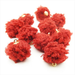 [10 件] Mokomoko Ball Charm ★ Red ★ 15mm with can Gold Autumn / W 第3張的照片