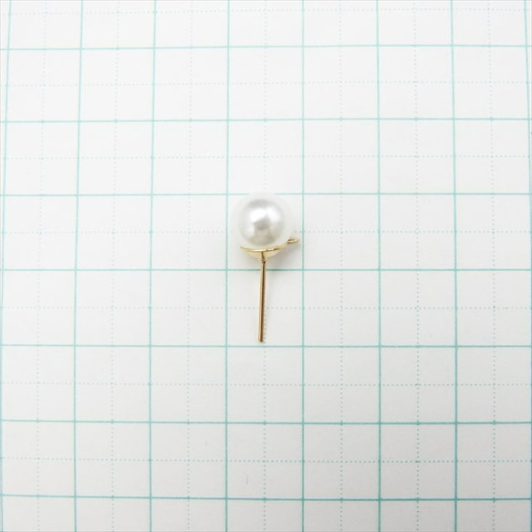 [10 件] 珍珠穿孔別針★8mm/青銅金★帶戒指的別針耳環零件 (ppinparl) 第2張的照片