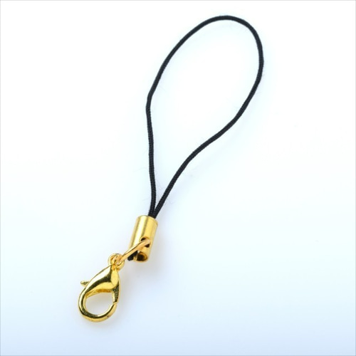 T-001 カニカン ストラップ☆ブラック×ゴールド☆100本 ストラップ紐