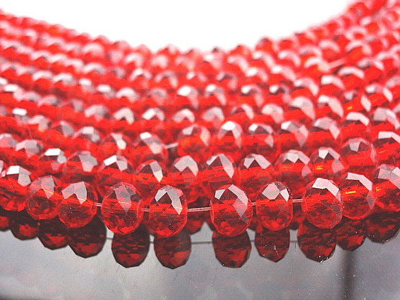 玻璃珠 6 毫米 30 顆紅色/紅色鈕扣式切割珠子 Sun Catcher (garascut6) 第2張的照片