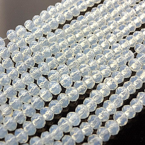 ガラスビーズ 3mm 90個☆パールホワイト(ホワイトオパール)☆ボタン 