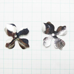 [4 件] 金屬花★27 毫米/銀★4 花瓣★花瓣花瓣凸圓形金屬零件 (zaganeflo) 第2張的照片