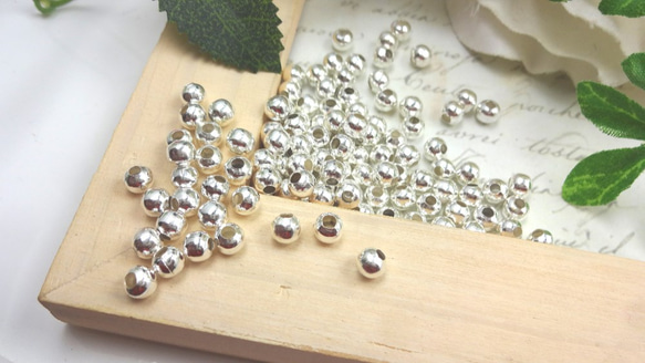 金屬珠★4mm/白銀/約100顆★球零件間隔珠(bizu4-s100) 第3張的照片