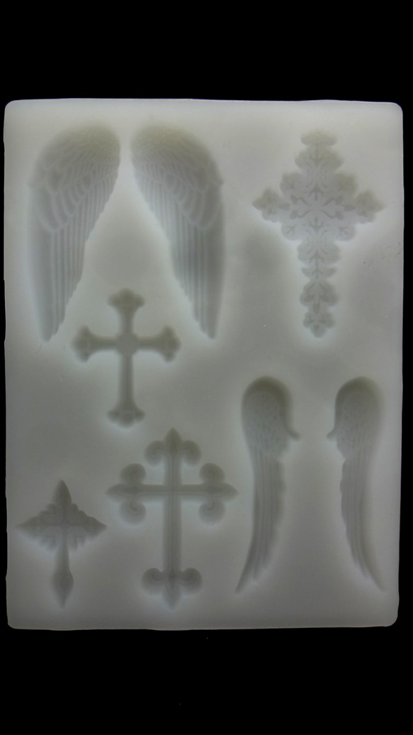 8種矽膠模具★十字交叉翅膀★蠟燭粘土肥皂手工製作 第1張的照片