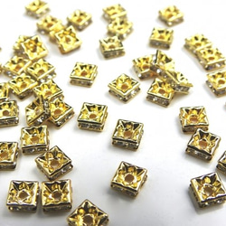 Square Rondel 20 件/6mm ★ Gold ★ Spacer Square 零件 第2張的照片