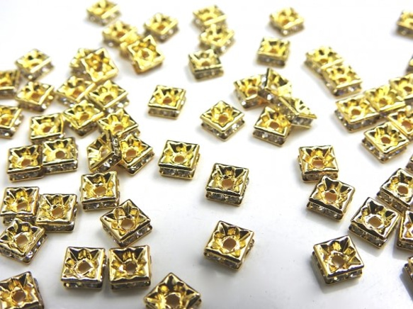 Square Rondel 20 件/6mm ★ Gold ★ Spacer Square 零件 第2張的照片