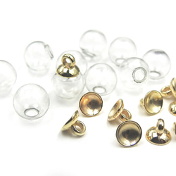 【各10個】ガラスドーム セット★12mm/8ｍｍ ブロンズゴールド★キャップ付き ガラスドームピアス チャーム 2枚目の画像