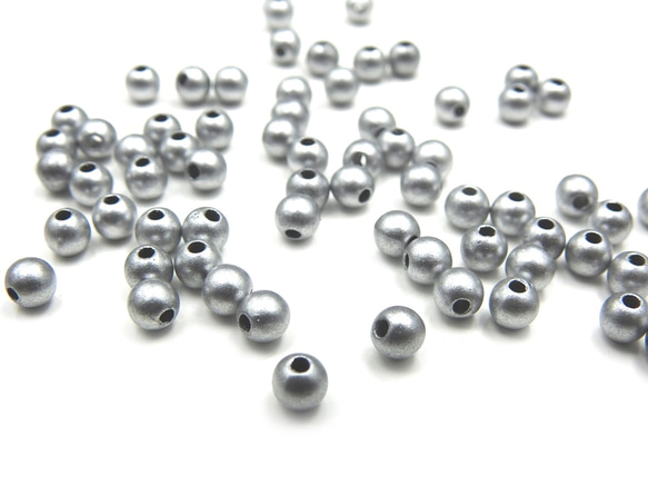 啞光珠6毫米約100顆★銀★墊片丙烯酸珠 第1張的照片