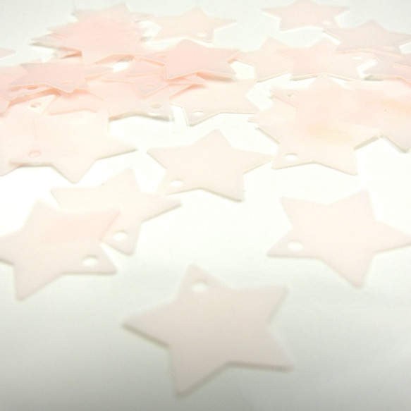 【30件】亮片星星★粉色★約18mm星星半透明珠飾帶孔 第2張的照片