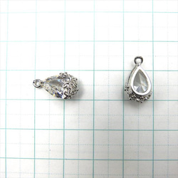 [4 pieces] Flower drop charm ★ Silver/down ★ 玻璃石飾品 (dropflowert- 第2張的照片