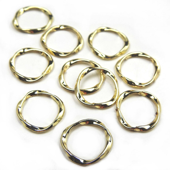 【10件】扭曲變形環零件★16mm/金色★設計環（marukandh-16） 第1張的照片