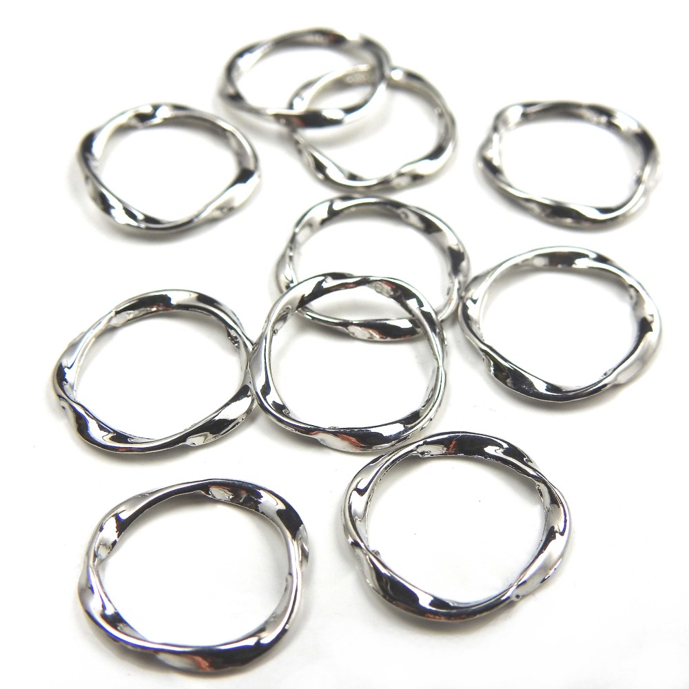 10個】ひねり変形リングパーツ☆16mm/シルバー☆デザイン