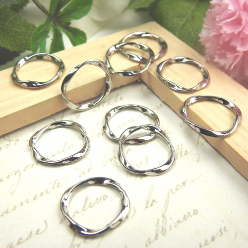10個】ひねり変形リングパーツ☆16mm/シルバー☆デザイン