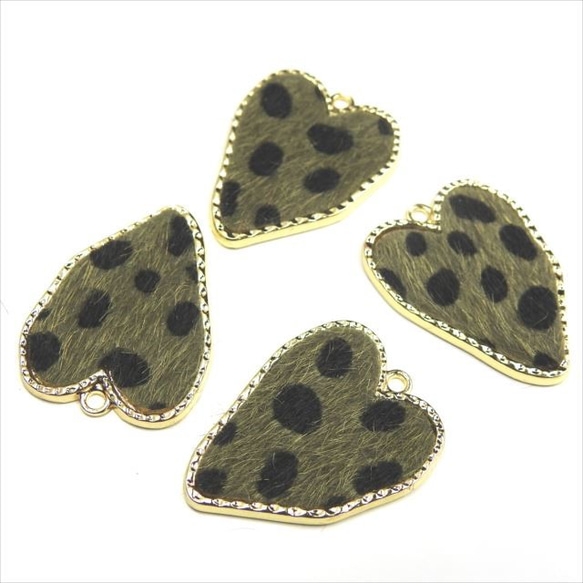 Heart Charm Leopard ★4 / Moss Green ★ Fur Harako Leopard Print D 第1張的照片