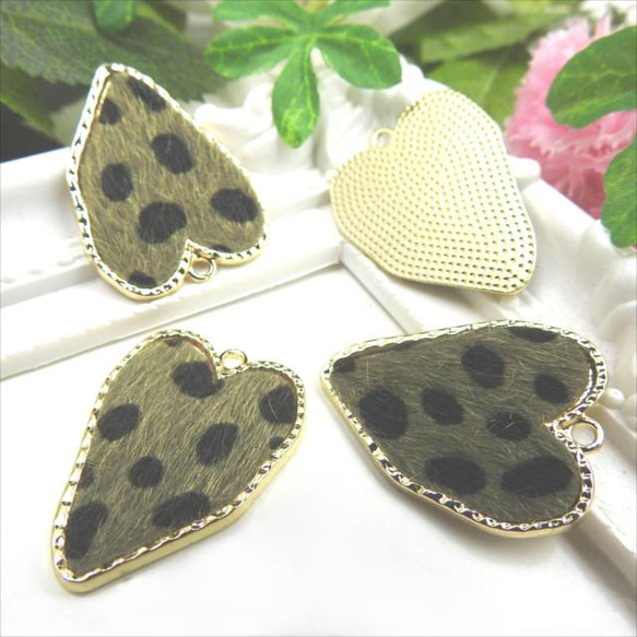 Heart Charm Leopard ★4 / Moss Green ★ Fur Harako Leopard Print D 第3張的照片